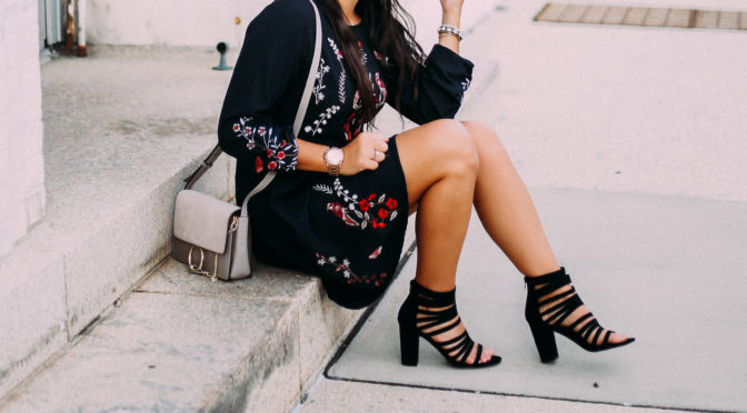 Floral Embroidered Vintage A-Line Dress