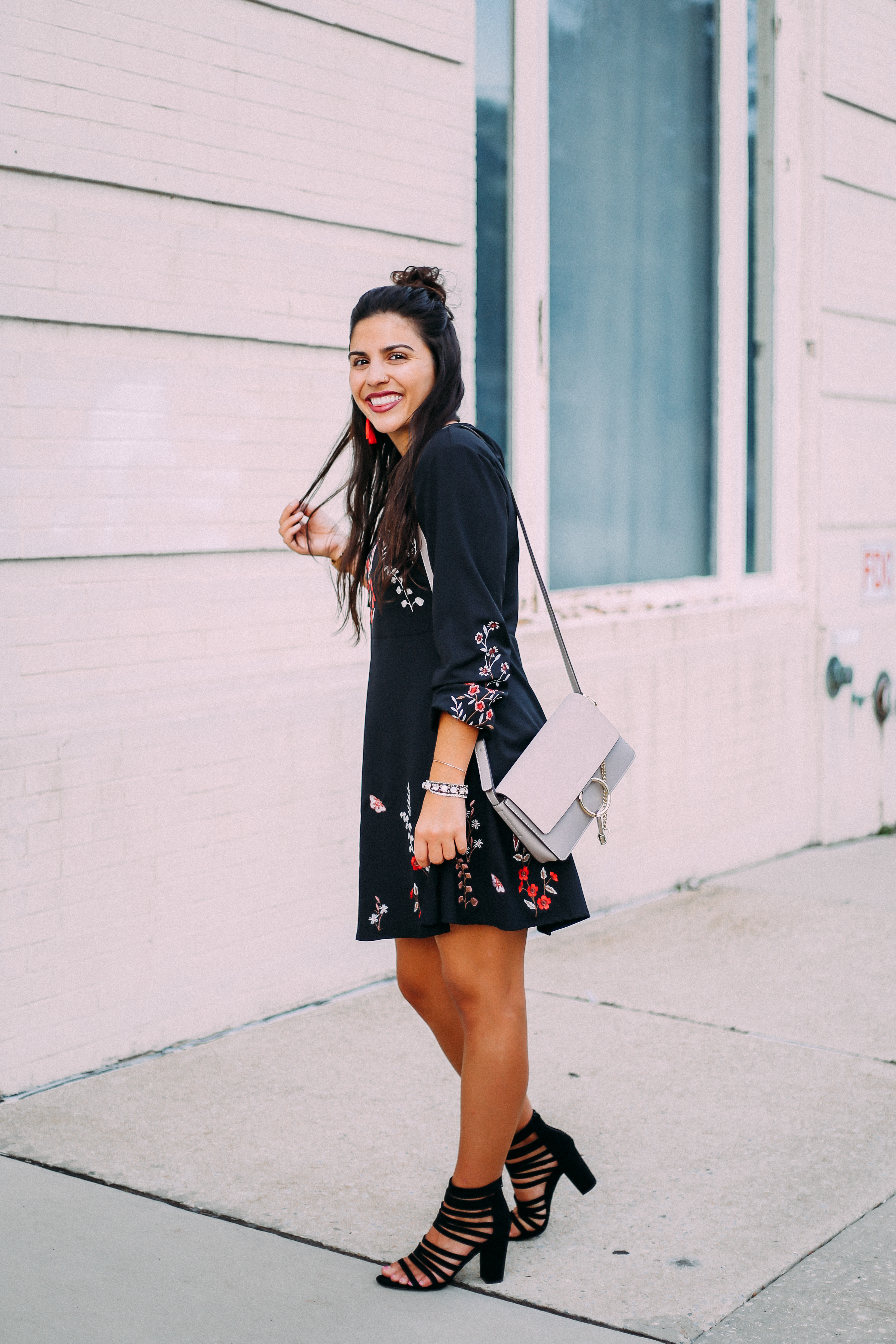 Floral Embroidered Vintage A-Line Dress