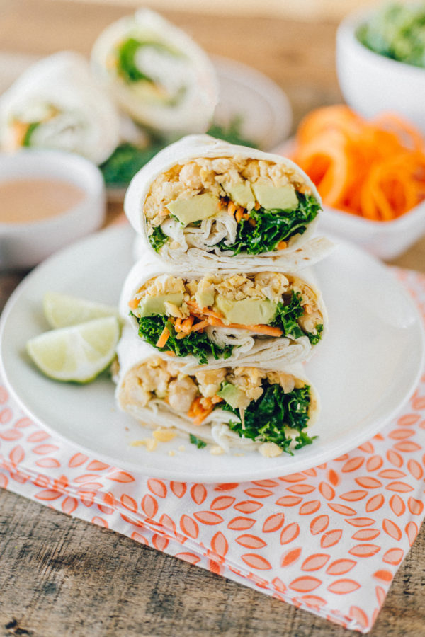 vegan sriracha avocado wrap