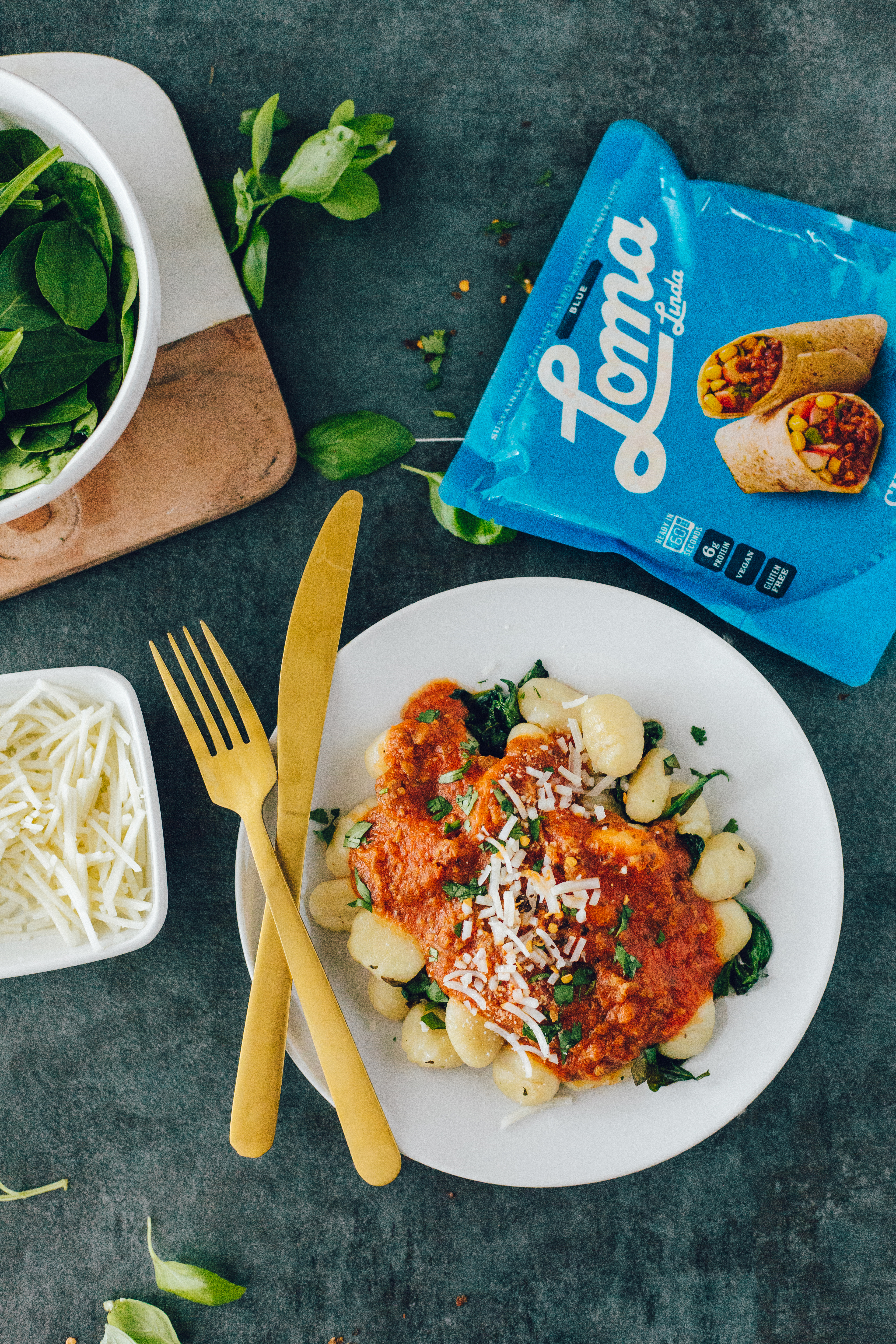 potato gnocchi with vegan chorizo sauce