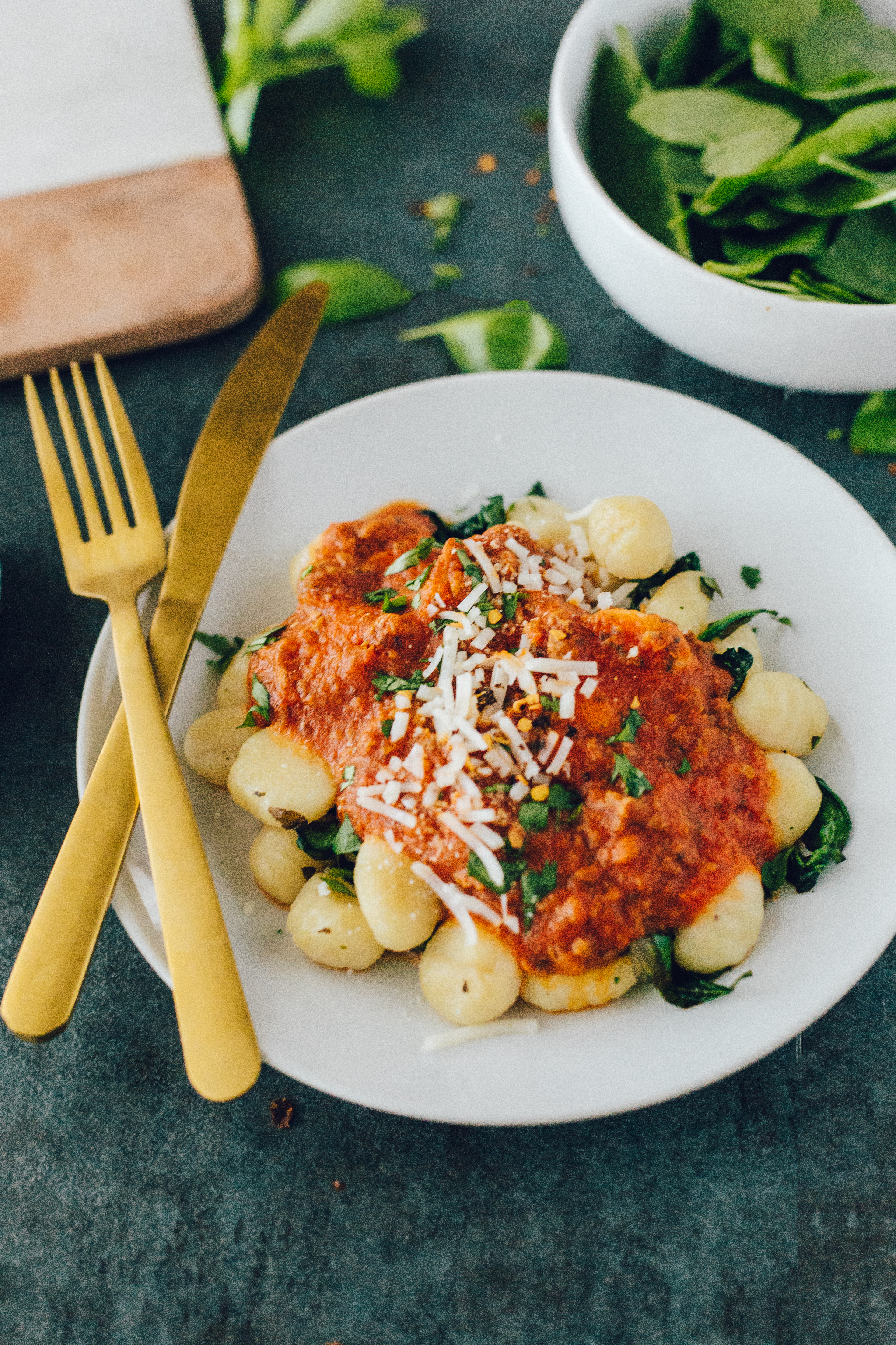 potato gnocchi with vegan chorizo sauce