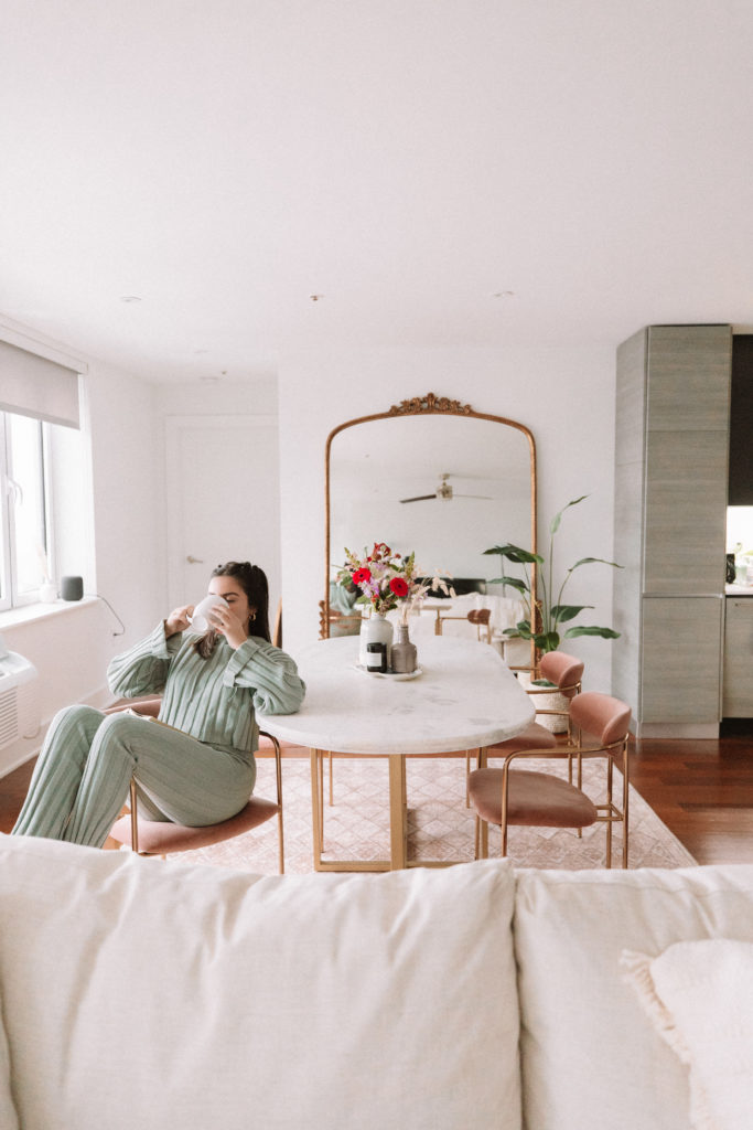 modern bohemian living and dining room