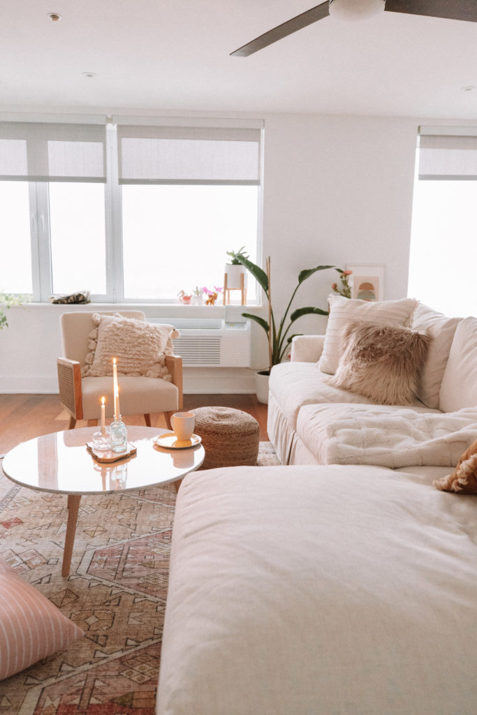 modern bohemian living and dining room