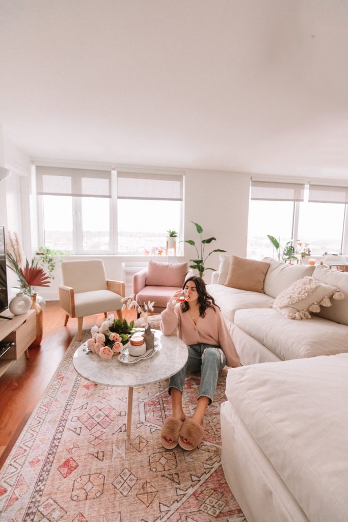 modern bohemian living and dining room