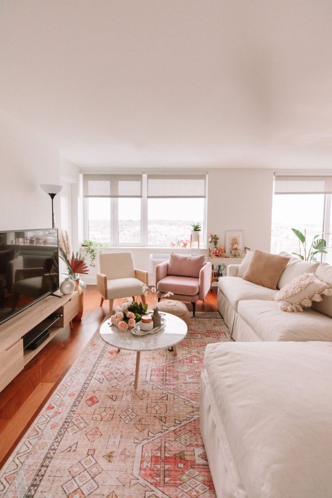 modern bohemian living and dining room